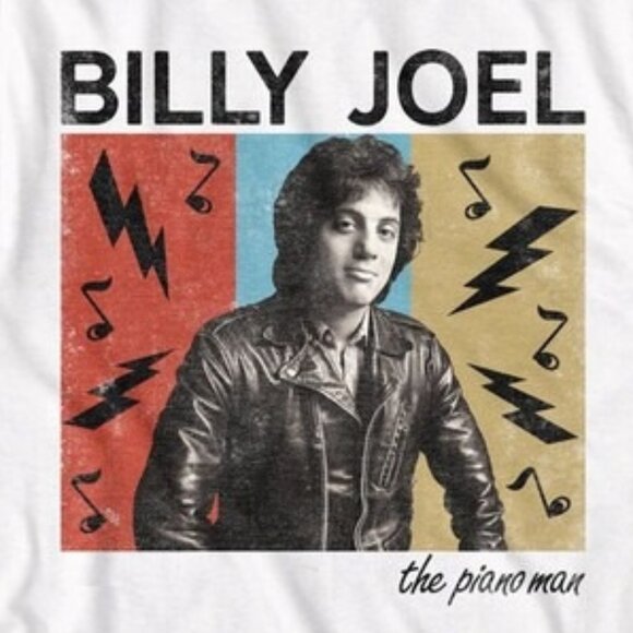 Billy Joel Piano Man Shirt White Graphic Tee Music Legend Retro Fan Gift 73 - Picture 2 of 5